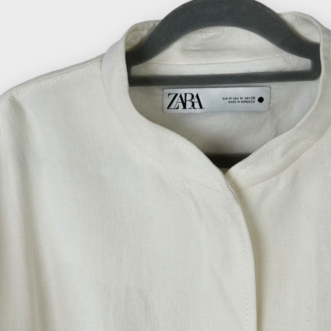 Zara Oversized Linen Blend Bomber Jacket - 14 (M)