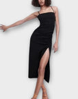 Zara Ruched Strappy Cotton Midi Dress - S
