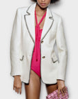 Zara Seamed Straight Cut Textured Blazer - S