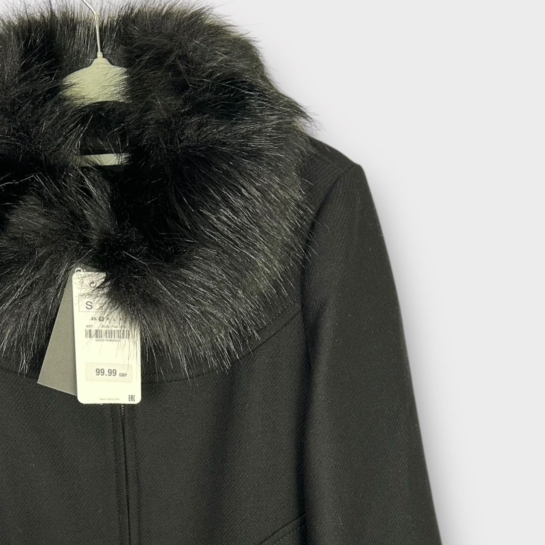 Zara Wool Coat (Detachable Fur Collar) S – 2nd Ave Trading