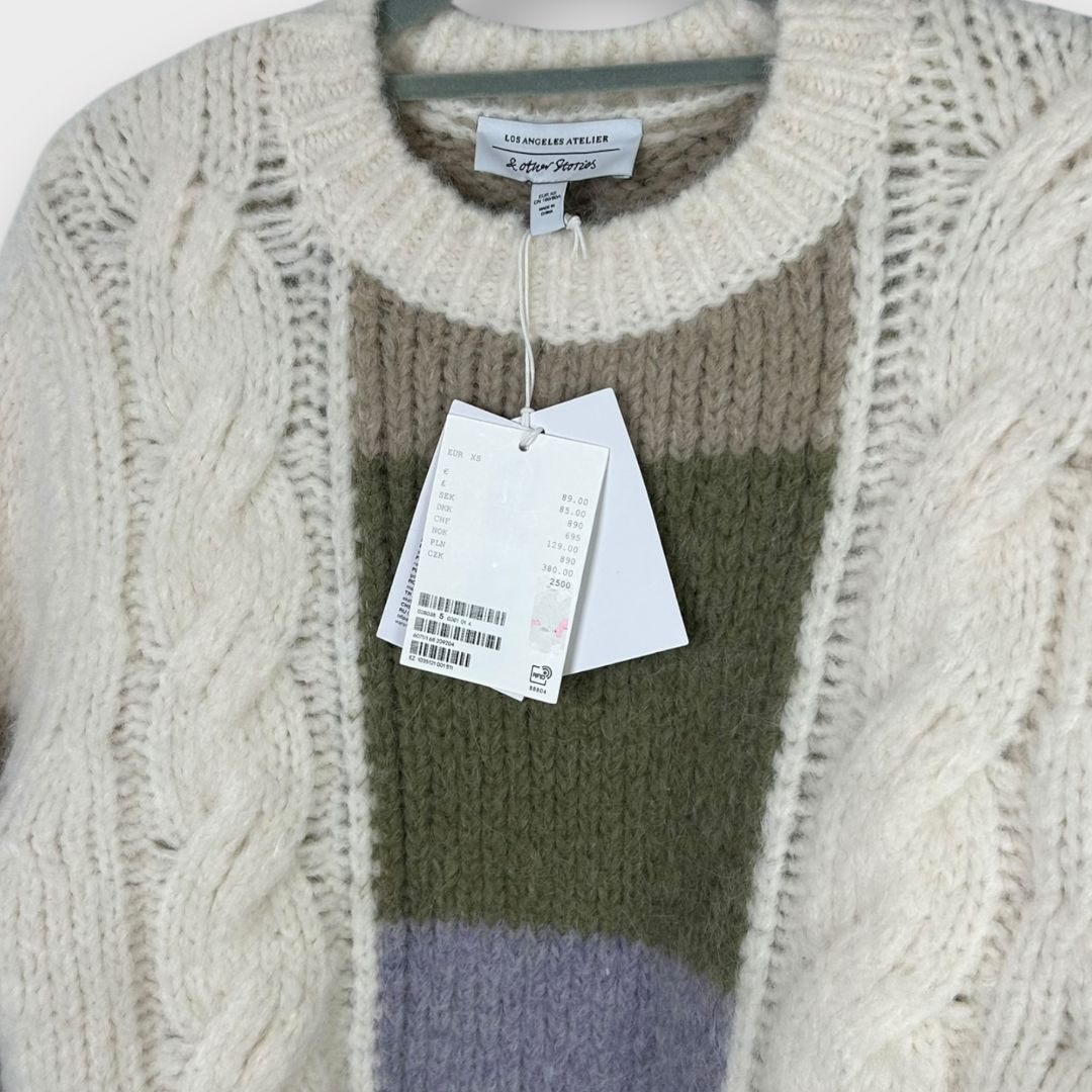 &amp; Other Stories Colour Block Alpaca Wool Blend Knit Sweater - XS