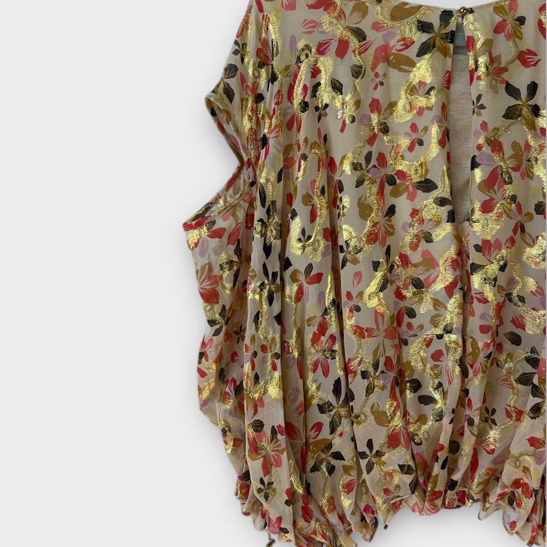Diane Von Furstenberg Metallic Silk Floral “Cipolla” Top - 8