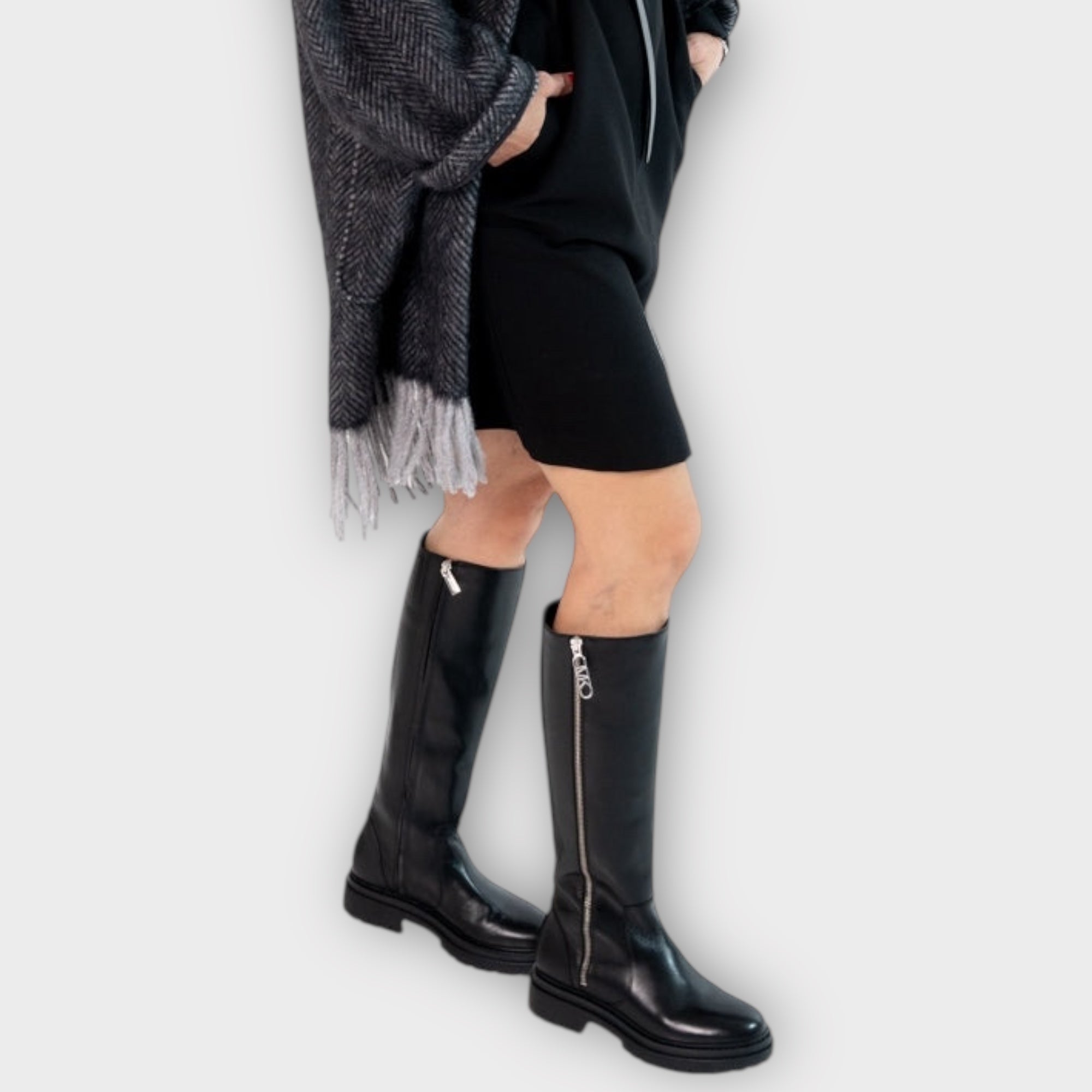 Michael Kors Regan Side Zipped Leather Knee High Boots - 7/40