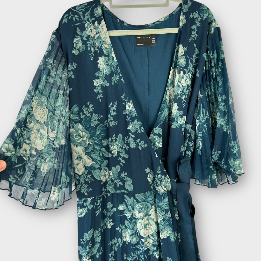 Asos Design Curve Floral Wrap Midi Dress - 28