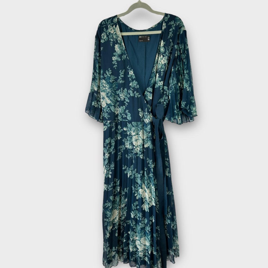 Asos Design Curve Floral Wrap Midi Dress - 28