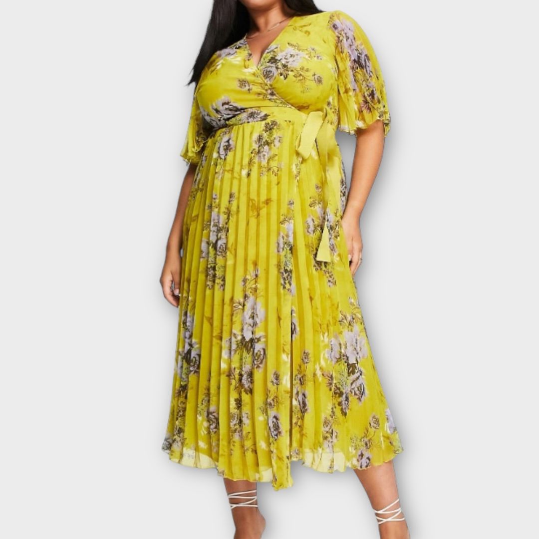 Asos Design Curve Floral Wrap Midi Dress - 28