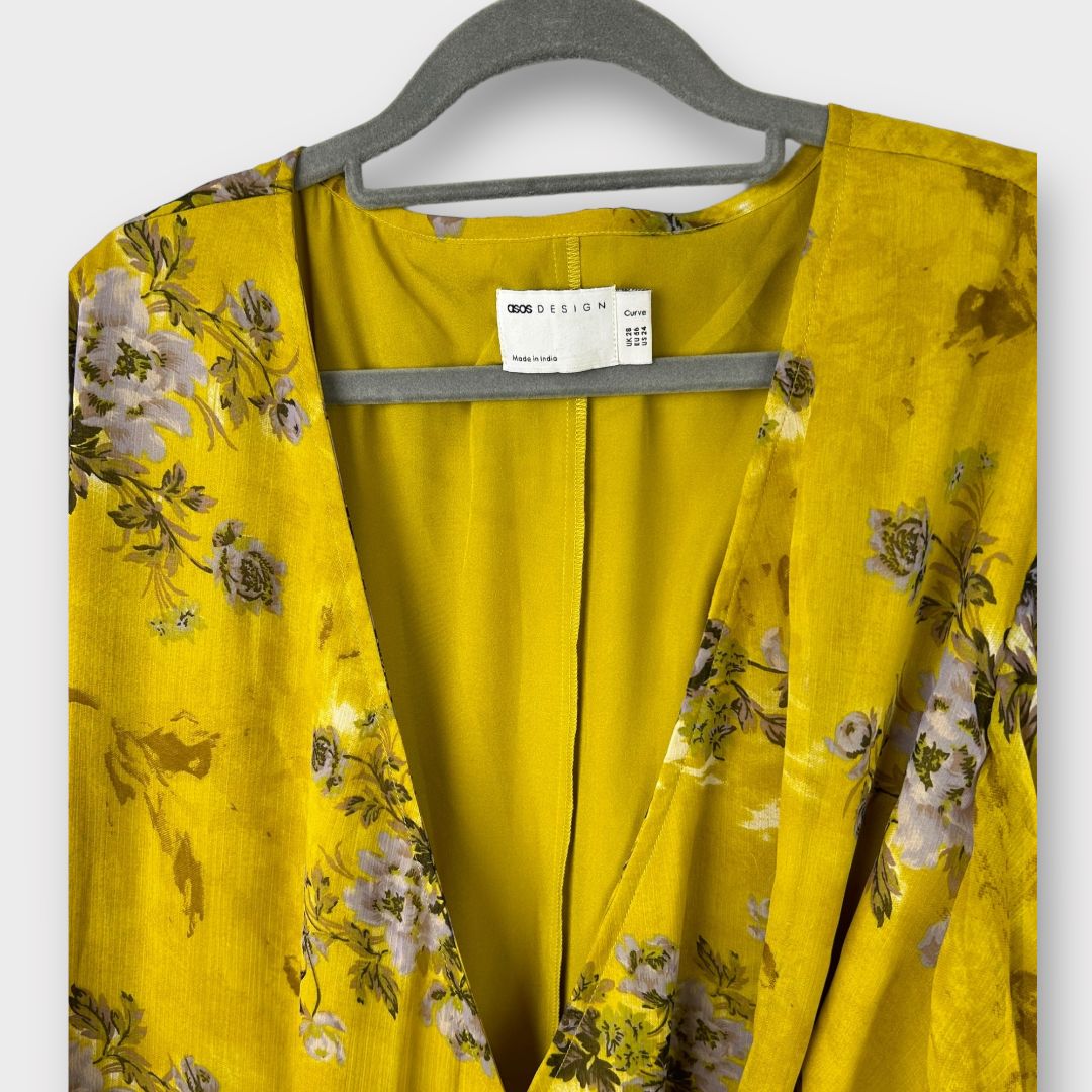 Asos Design Curve Floral Wrap Midi Dress - 28