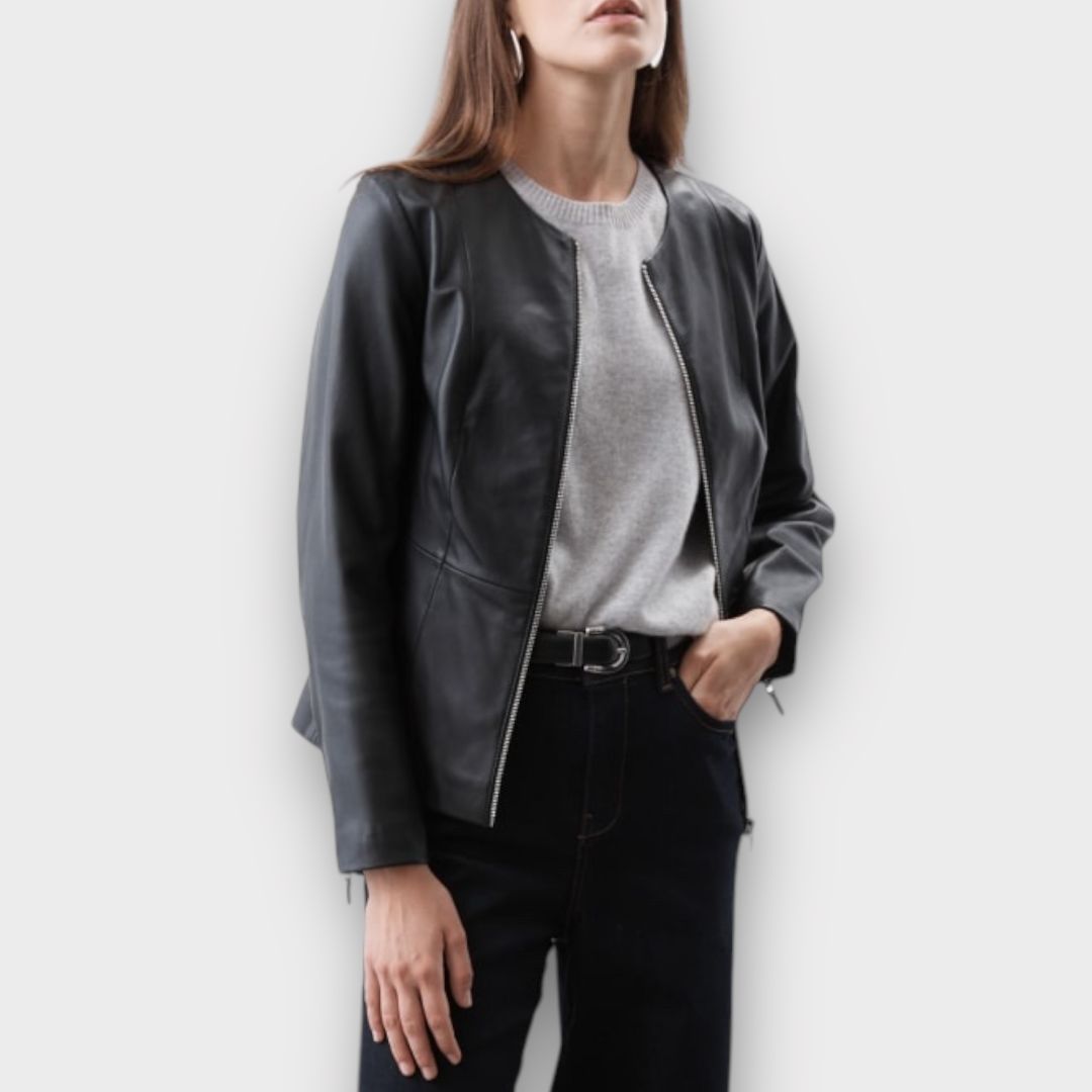 Autograph Leather Collarless Jacket - 12