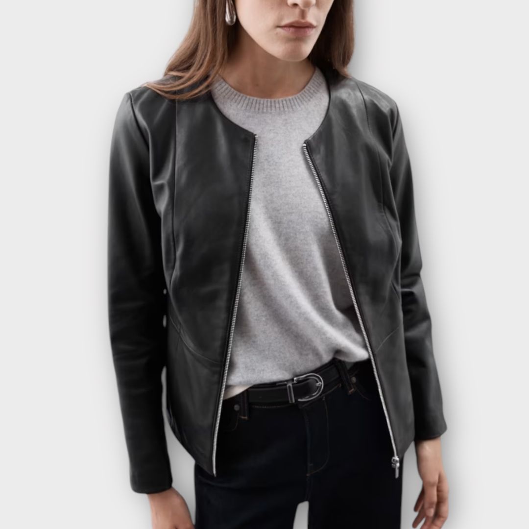 Autograph Leather Collarless Jacket - 12