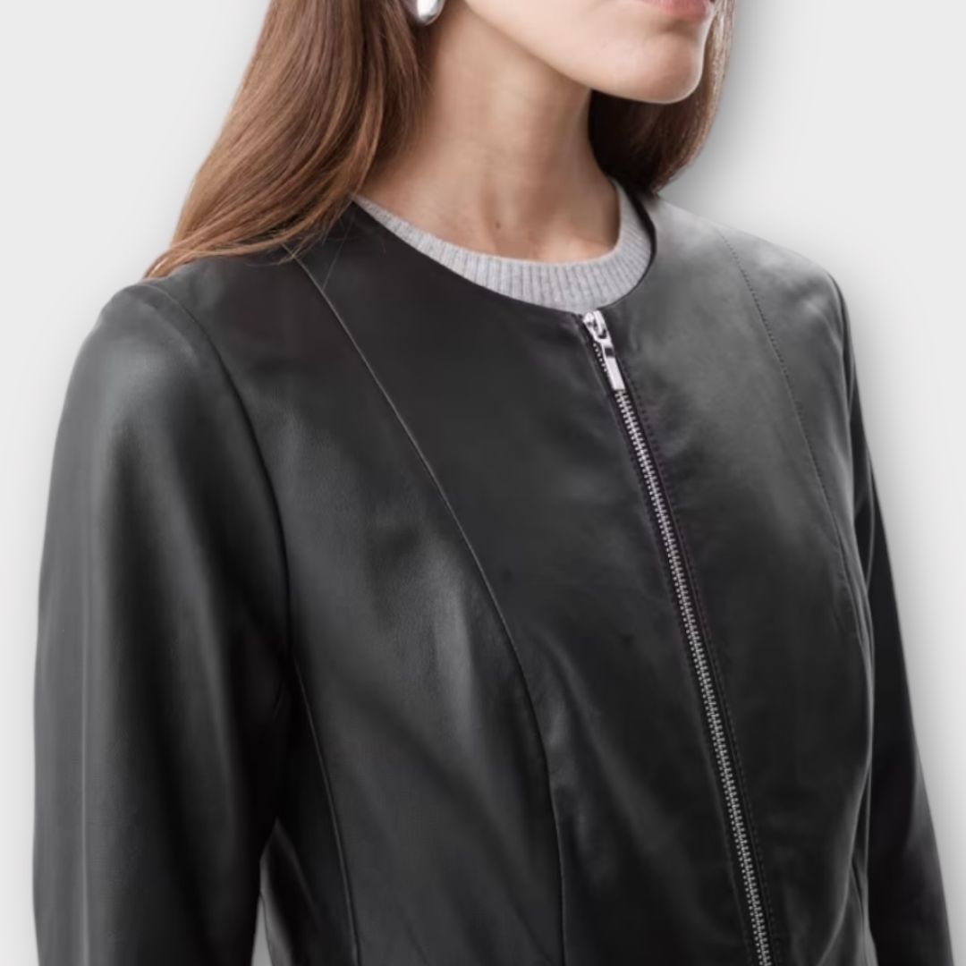Autograph Leather Collarless Jacket - 12