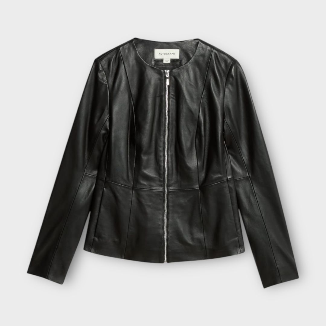Autograph Leather Collarless Jacket - 12