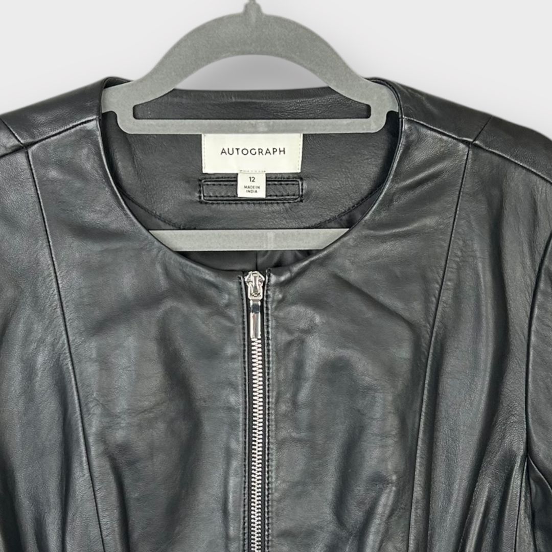 Autograph Leather Collarless Jacket - 12