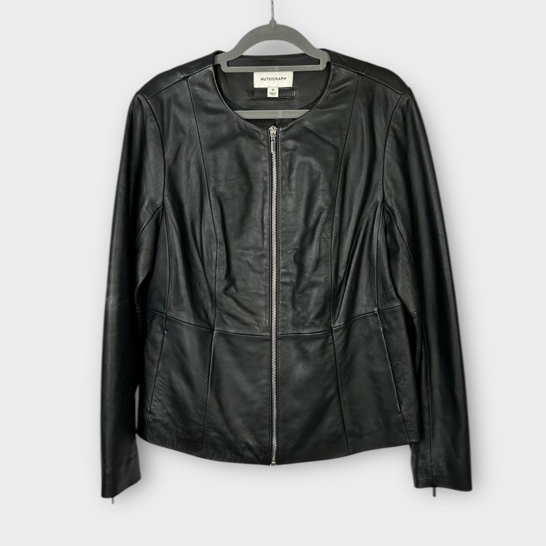 Autograph Leather Collarless Jacket - 12