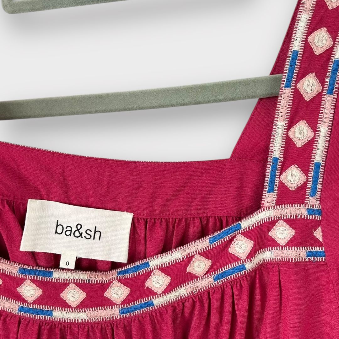 Ba&amp;sh Jay Embroidered Square Neck Blouse - 6/8