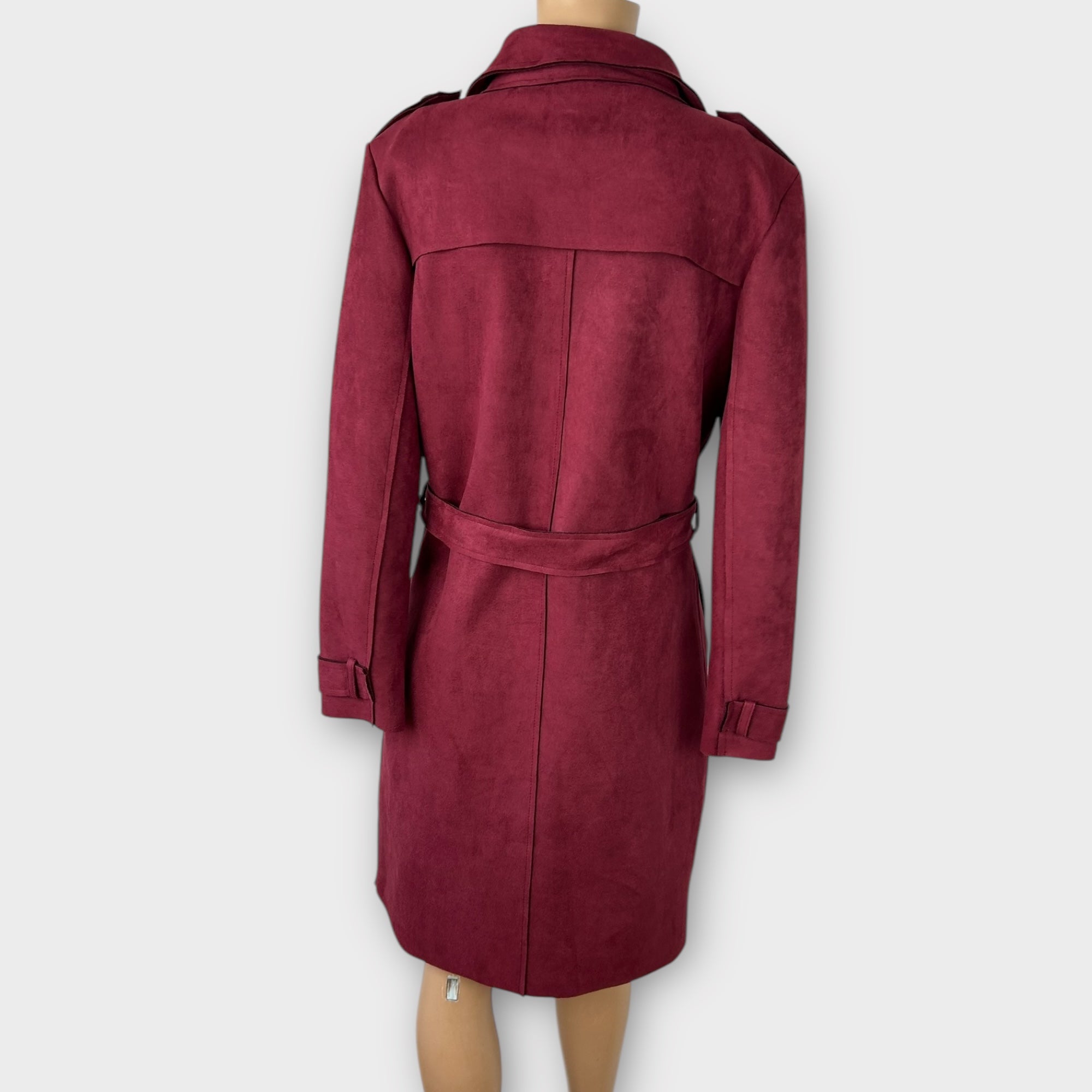 Beauty Fashion Faux Suede Trench Coat - M