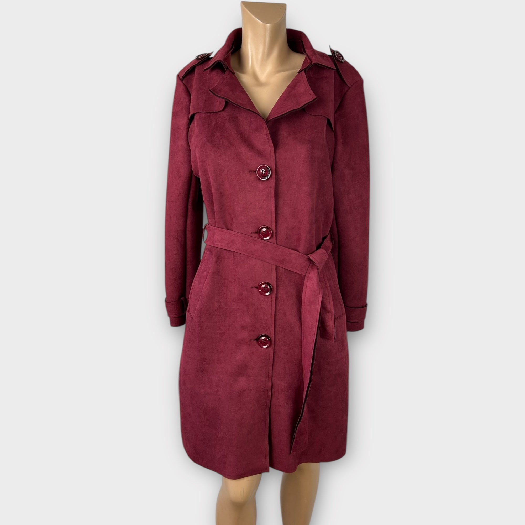 Beauty Fashion Faux Suede Trench Coat - M