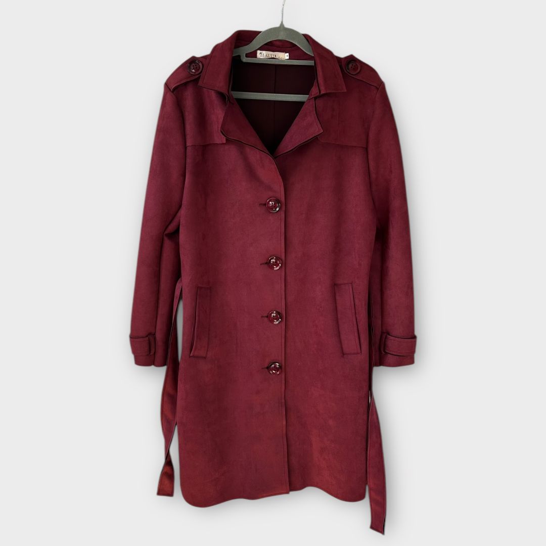 Beauty Fashion Faux Suede Trench Coat - M