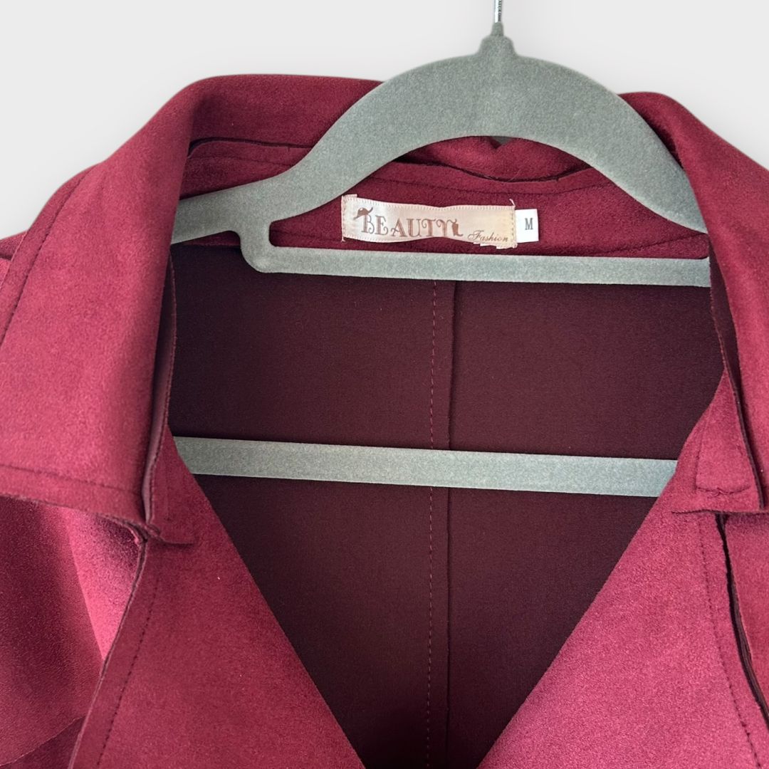 Beauty Fashion Faux Suede Trench Coat - M