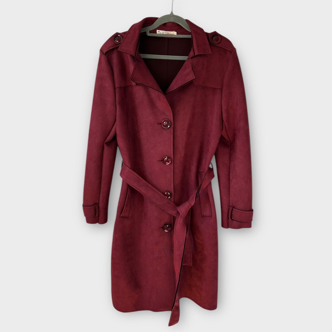 Beauty Fashion Faux Suede Trench Coat - M
