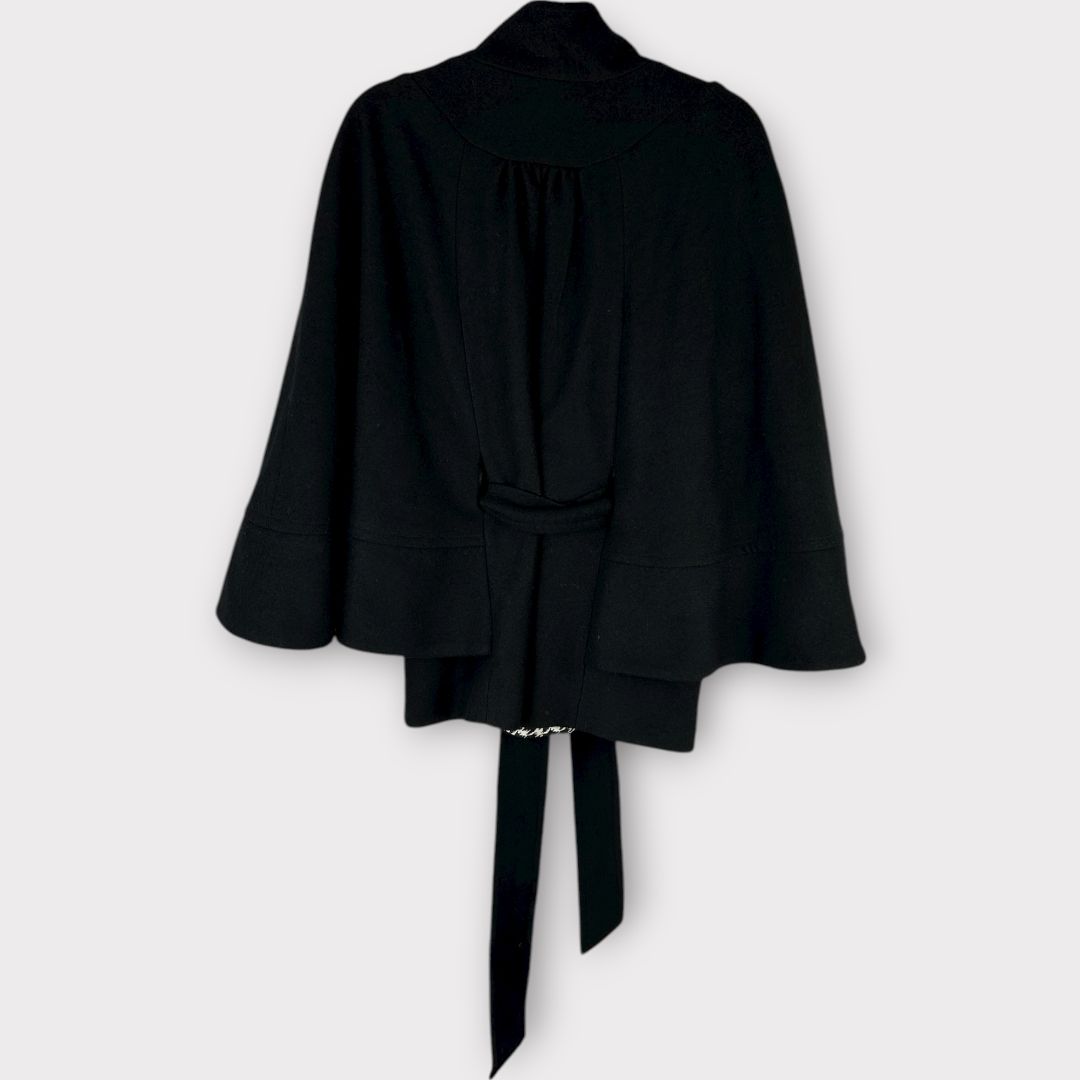 Betty Jackson Zip Front Wool Blend Cape Jacket - 10