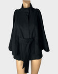 Betty Jackson Zip Front Wool Blend Cape Jacket - 10