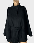 Betty Jackson Zip Front Wool Blend Cape Jacket - 10