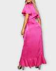 Boohoo Gemma Collins Satin Ruffle Wrap Maxi Dress - 16