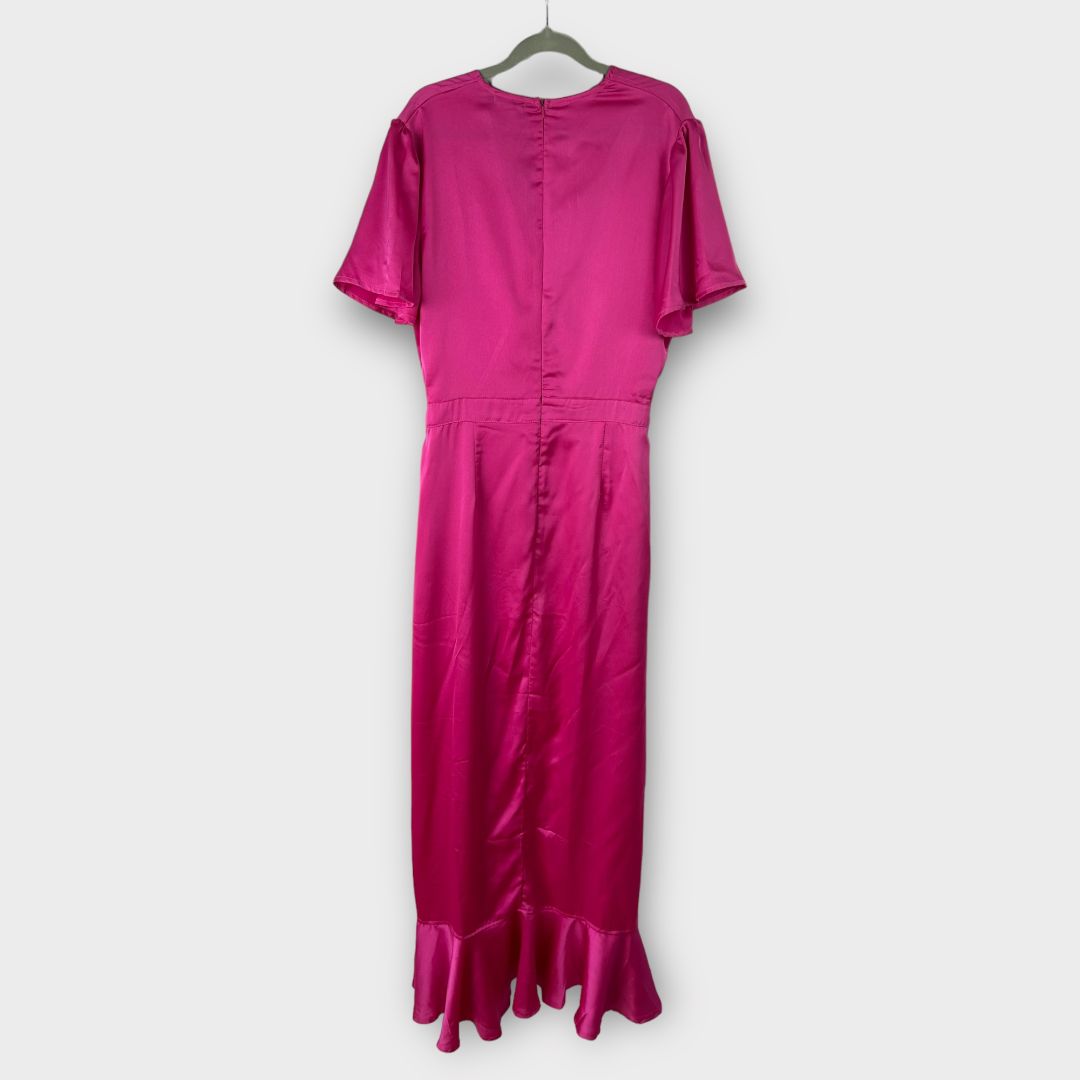 Boohoo Gemma Collins Satin Ruffle Wrap Maxi Dress 16 2nd Ave Trading