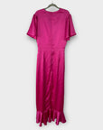 Boohoo Gemma Collins Satin Ruffle Wrap Maxi Dress - 16