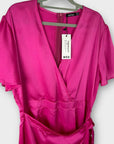 Boohoo Gemma Collins Satin Ruffle Wrap Maxi Dress - 16