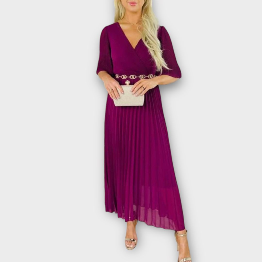 Canella Lane Pleated Midi Dress - 10