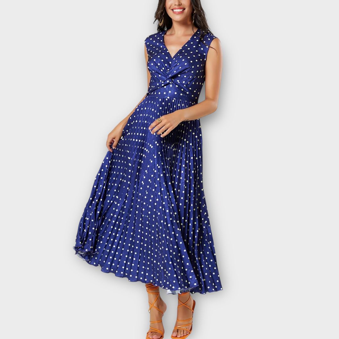 Closet London Twist Detail Pleated Polka Dot Dress - 10/12