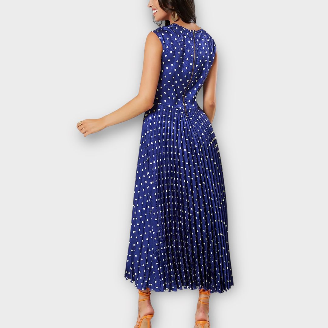 Closet London Twist Detail Pleated Polka Dot Dress - 10/12