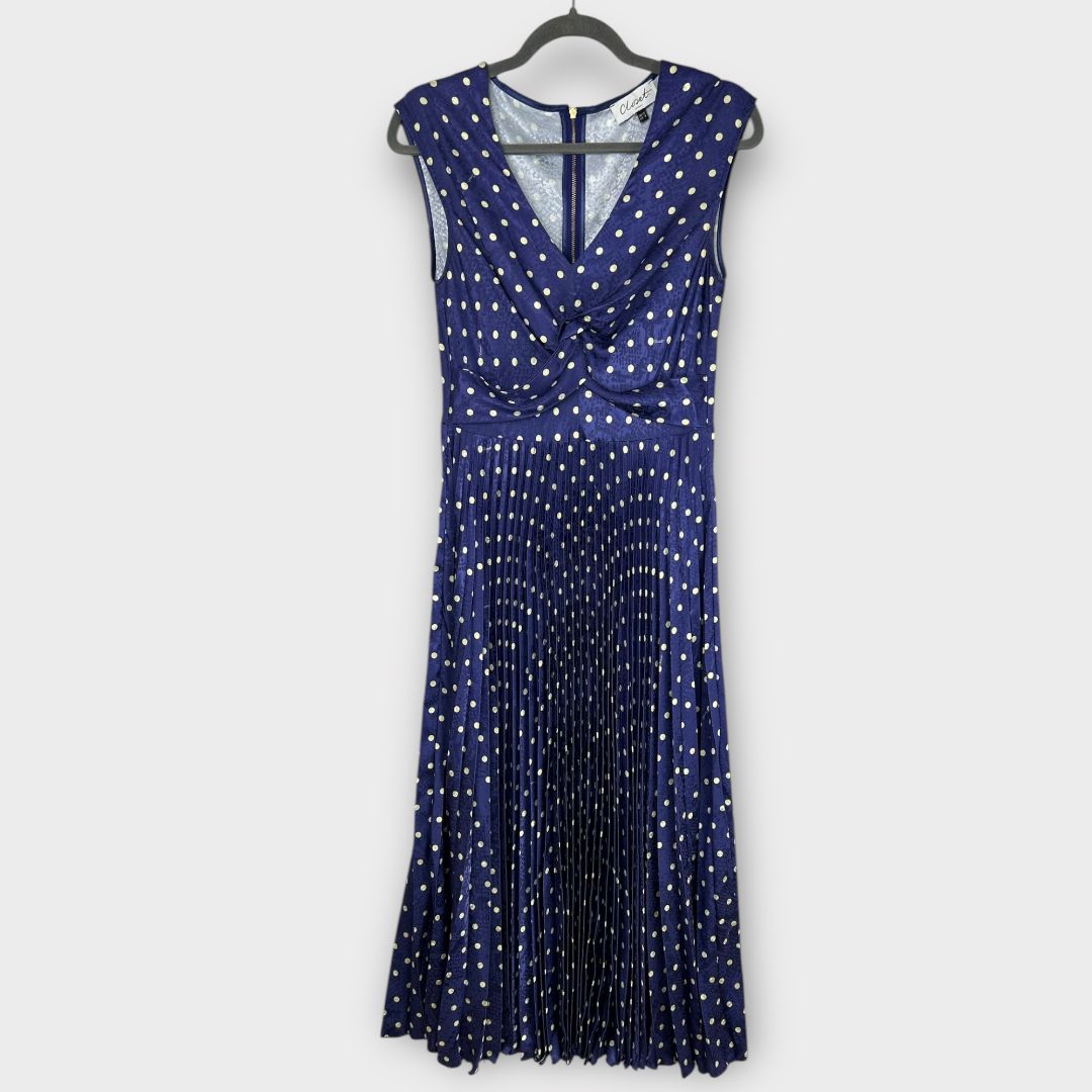Closet London Twist Detail Pleated Polka Dot Dress - 10/12
