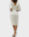 Coast Metallic Angel Sleeve Ruche Waist Dress - 12