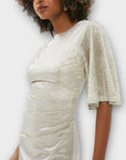 Coast Metallic Angel Sleeve Ruche Waist Dress - 12