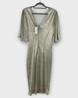 Coast Metallic Angel Sleeve Ruche Waist Dress - 12