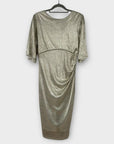 Coast Metallic Angel Sleeve Ruche Waist Dress - 12
