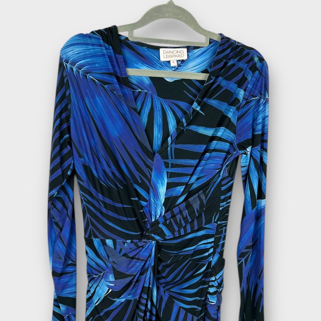Dancing Leopard Goldie Palm Print Midi Dress - 8