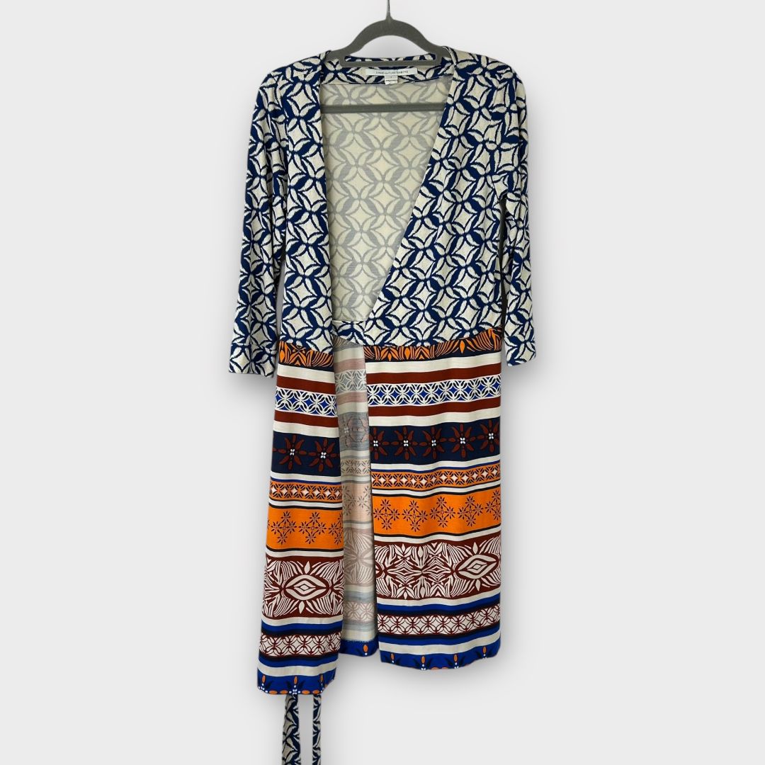 Diane Von Furstenberg Julian Desert Band Silk Jersey Wrap Dress - 8