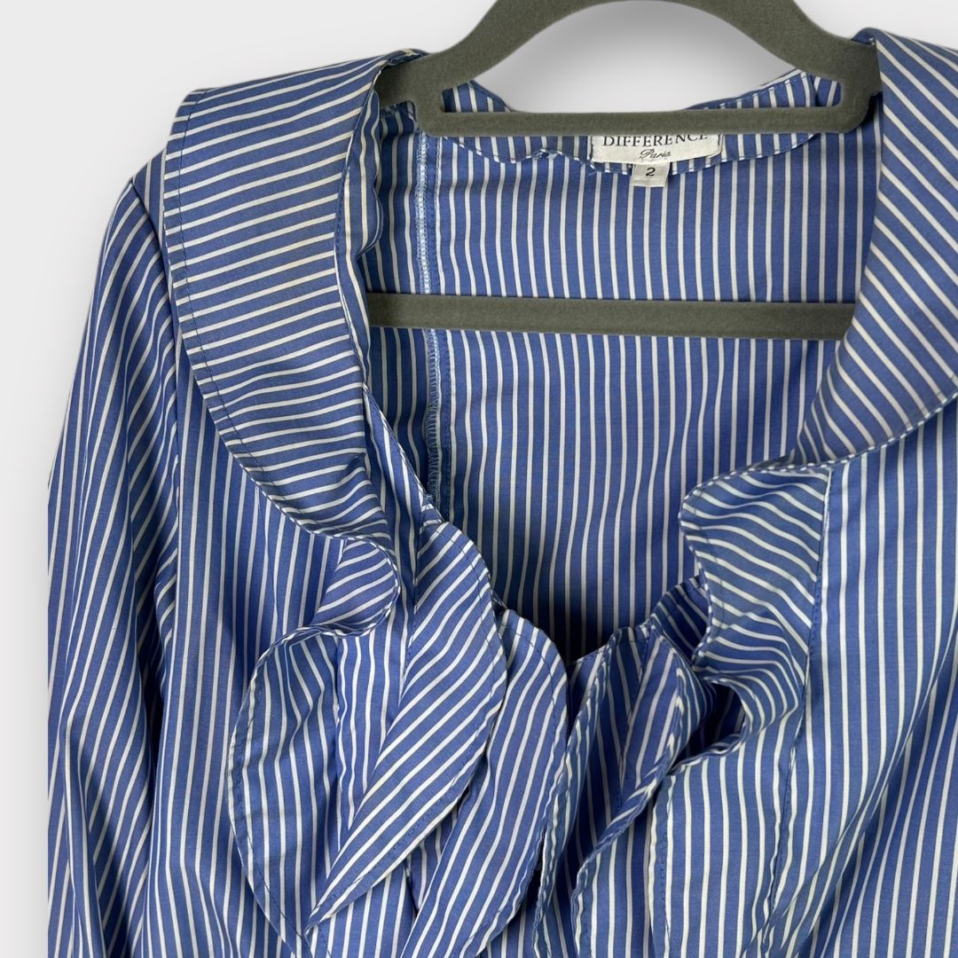 Difference Stripe Ruffle Shirt - 8/10