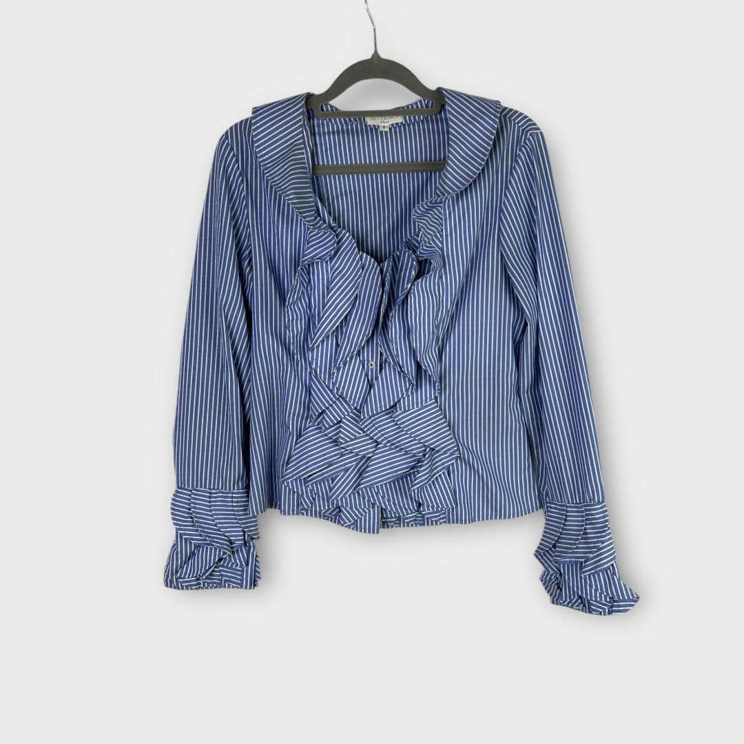 Difference Stripe Ruffle Shirt - 8/10