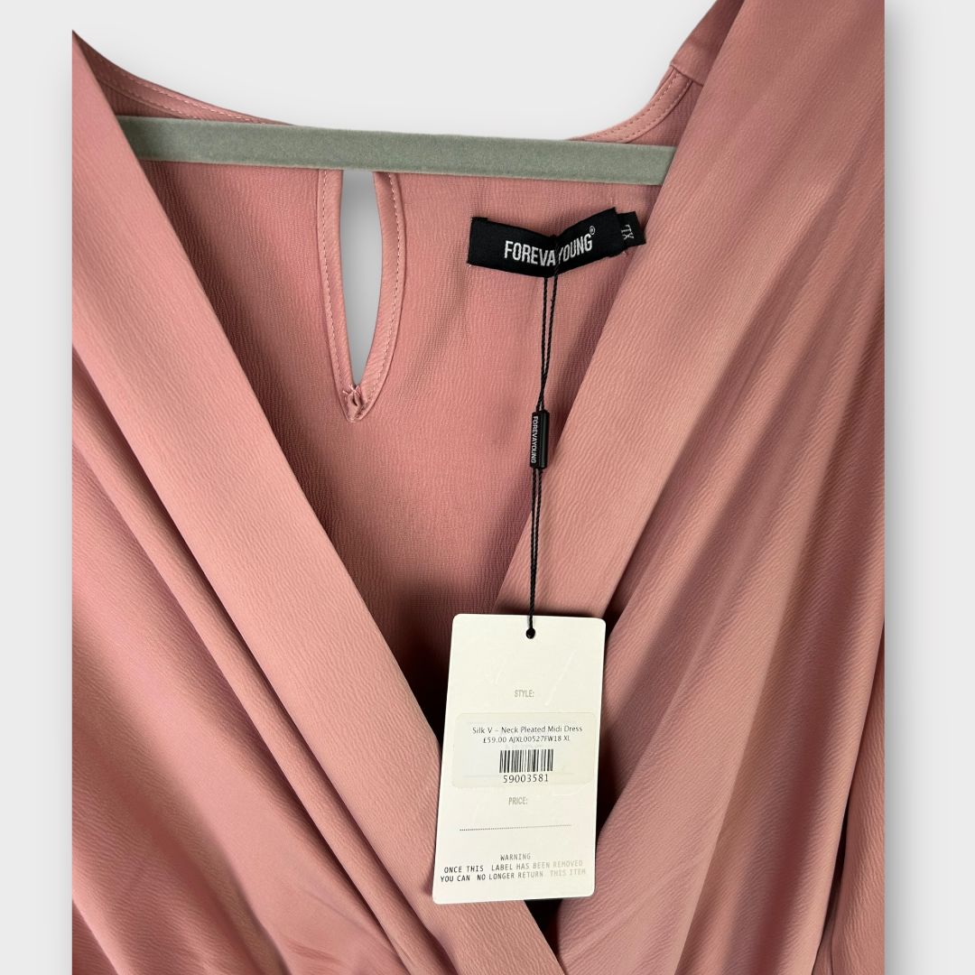Foreva Young Satin Pleated Midi Dress - XL (16)