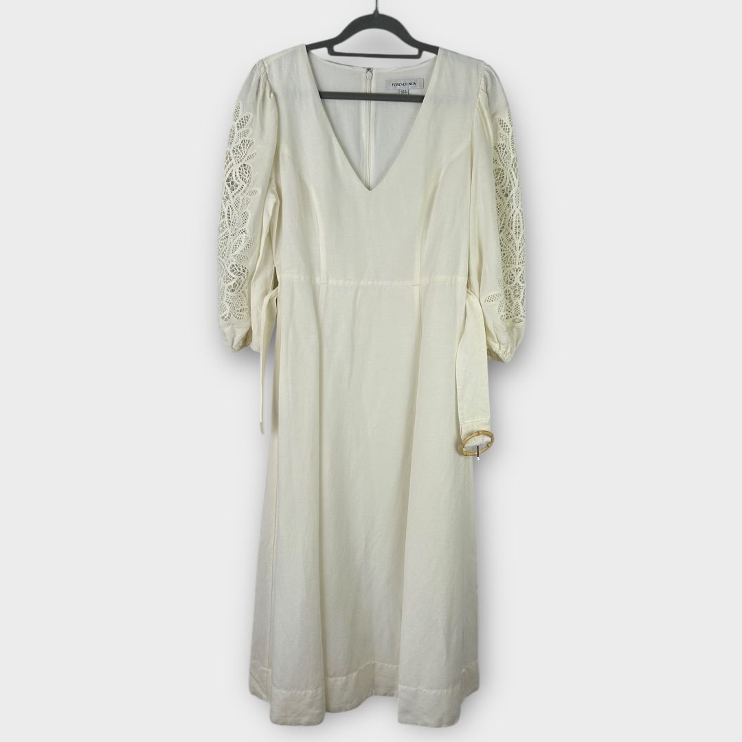 Forever New Delphi Lace Trim Midi Dress - 10