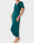 Forever New Estelle Satin Flutter Sleeve Midi Dress - 10