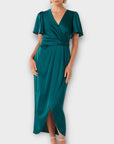 Forever New Estelle Satin Flutter Sleeve Midi Dress - 10