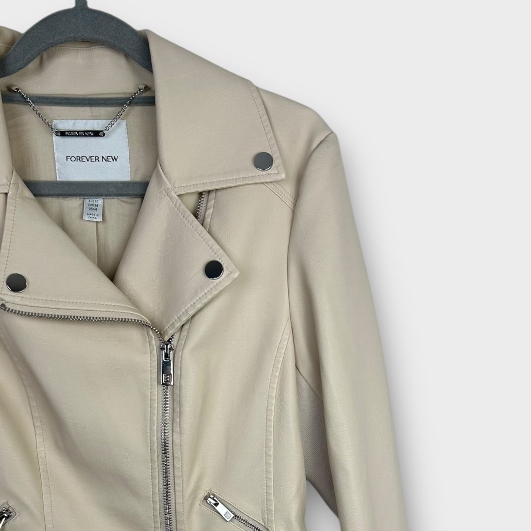 Forever New Faux Leather Lola Biker Jacket - 10