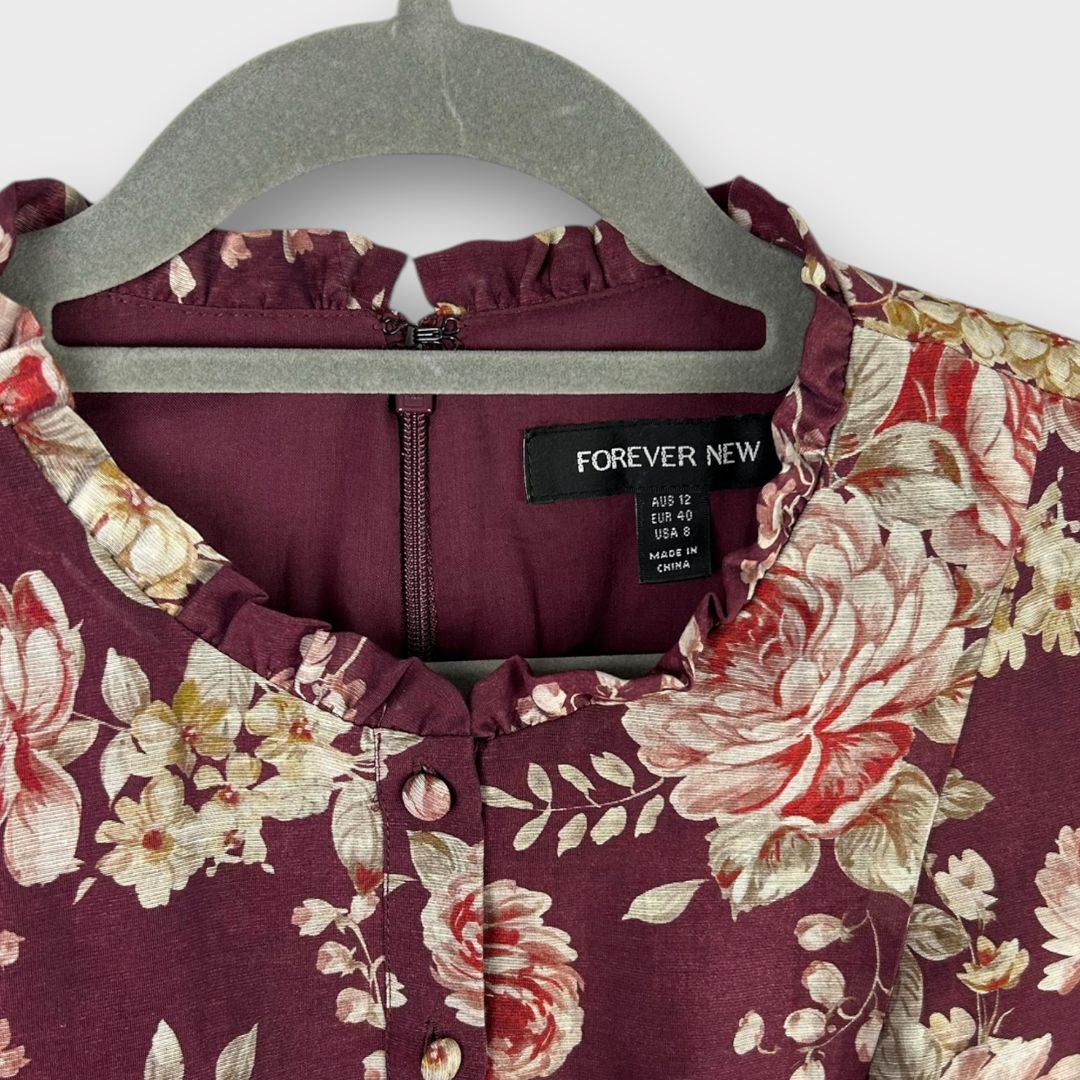 Forever New Valencia Trim Detail Floral Dress - 12