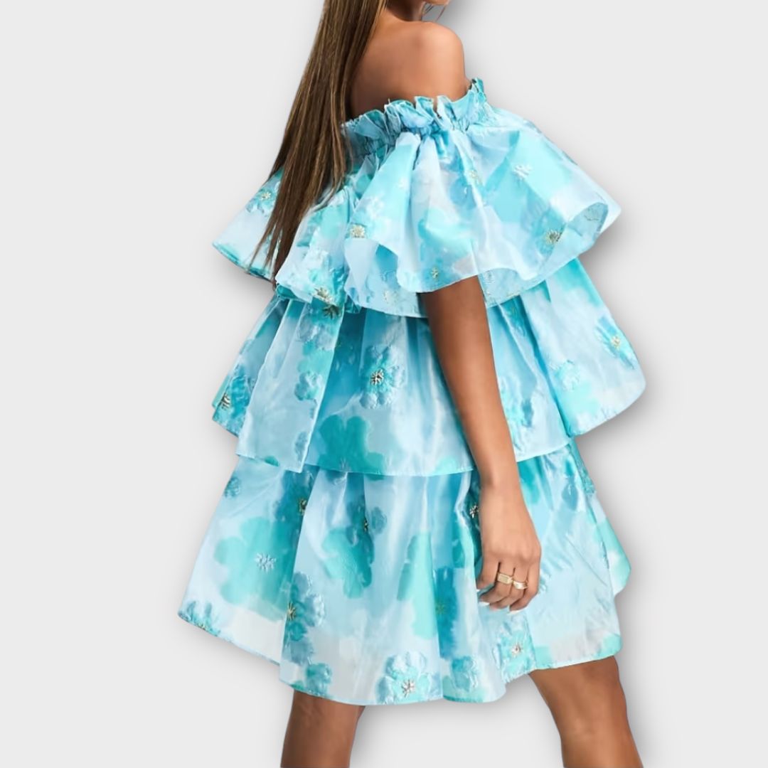 Forever Unique Tiered Bandeau Floral Mini Dress - 18
