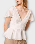 French Connection Bikita Lace Mix Short Sleeve Top - 16